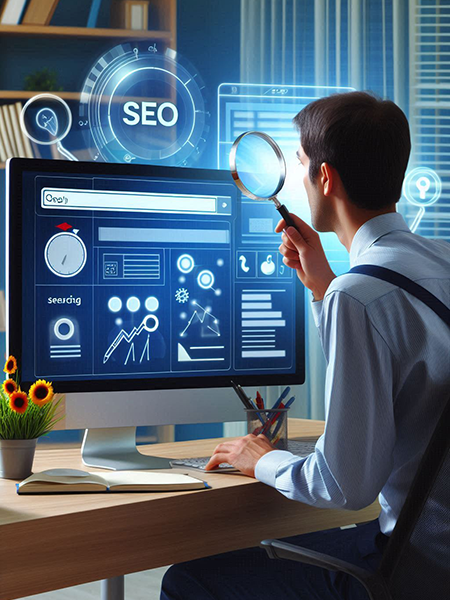 Image of a man doing seo research